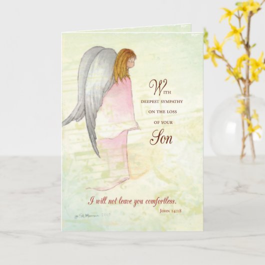 Zoon sympathie engel kaart (Gele Bloem)