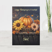 Zoon Thanksgiving met een Herfst avond met bladere Kaart (Voorkant)