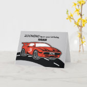 Zoon van Birthday Leeftijd 3 Rode sportauto Kaart (Gele Bloem)