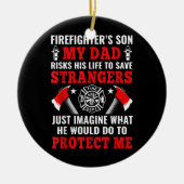 Zoon van brandweerman keramisch ornament (Voorkant)