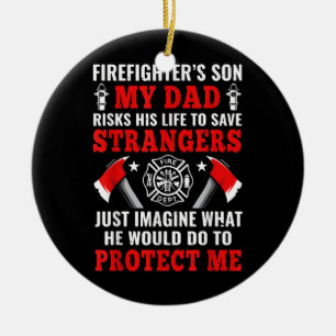 Zoon van brandweerman keramisch ornament