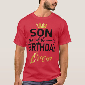 Zoon van de Birthday Queen Moms Bday matching Birt T-shirt