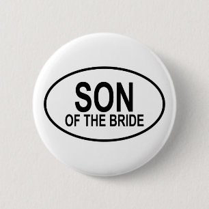 Zoon van de bruidbruidsovale ronde button 5,7 cm