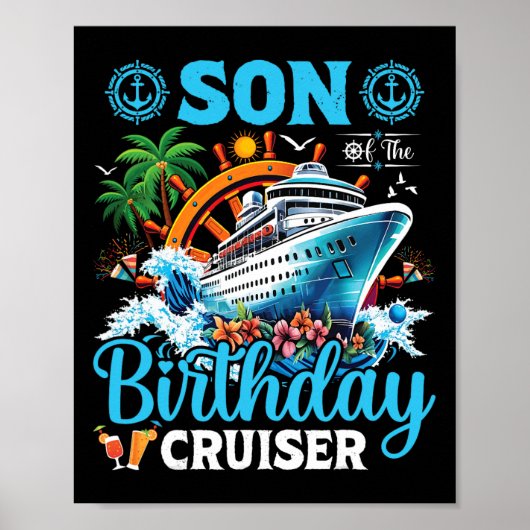 Zoon van de verjaardag Cruiser Cruise Boot Verjaar Poster (Voorkant)