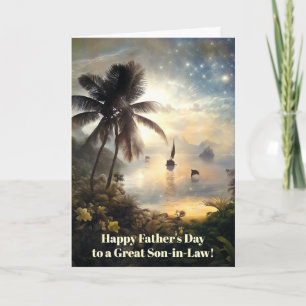 Zoon van de wet Happy Vaderdag Met Zeilboot Oceaan Kaart