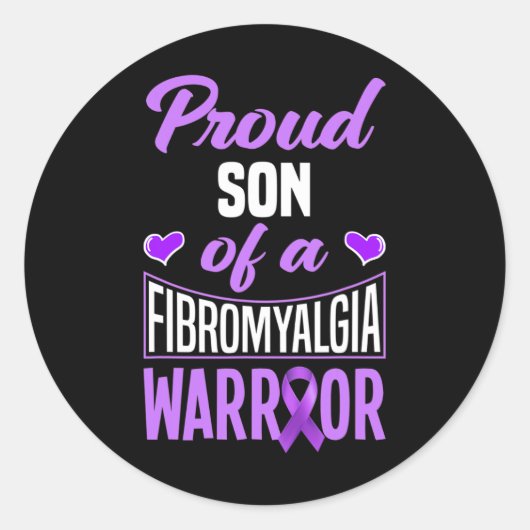 Zoon van een strijder tegen fibromyalgie ronde sticker (Voorkant)