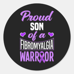 Zoon van een strijder tegen fibromyalgie ronde sticker