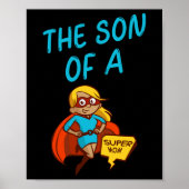 Zoon van een Super MoM Blue Text Vrouw Superheld C Poster (Voorkant)