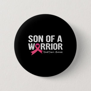 Zoon van een Warrior Pink Ribbon Breast Cancer Awa Ronde Button 5,7 Cm