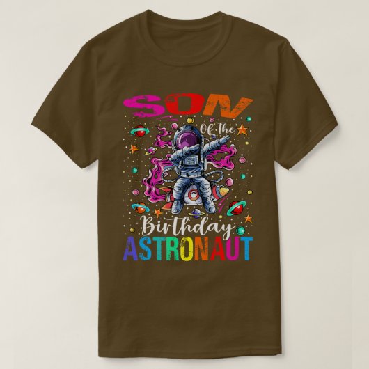 Zoon van het Birthday Astronaut Boy Space Theme Ki T-shirt (Design voorkant)