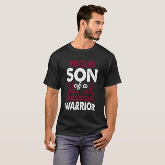 Zoon van keelkanker Warrior Awareness Bourgondië R T-shirt (Voorkant volledig)