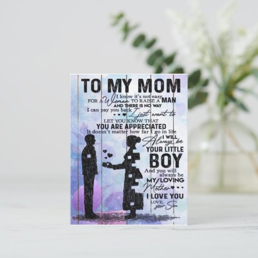 Zoon van mijn moeder brief, thuisverkleuring, kaart (Staand voorkant)