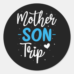 Zoon van moeder op reis zomervakantie ronde sticker