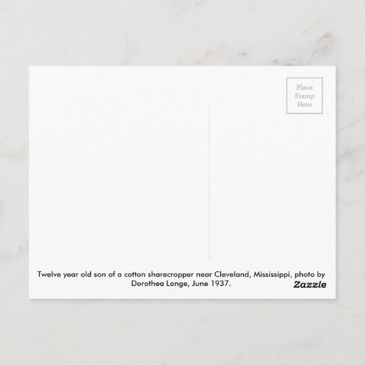 Zoon van Sharecropper - 1937 Briefkaart (Achterkant)