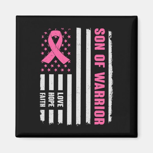 Zoon van Warrior American Flag Breast Cancer Aware Magneet (Voorkant)