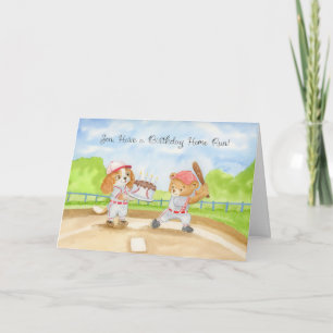 Zoon Verjaardag Baseball Teddybeer en Cavalier Kin Kaart