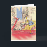zoon Verjaardag Kaart<br><div class="desc">Retro / Verjaardag wenskaart. Twee lieve honden wachten in de auto! Gelukkige verjaardag, zoon! Schattige puppies! Opmerking: "Cord" is een gedrukte illustratie. Dit is een reproductie van een kaart en bevat geen eigenlijke kabel.</div>
