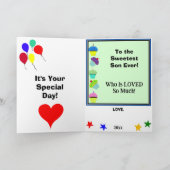 Zoon Verjaardagsballonnen Cupcakes NAAM Kaart (Binnen)