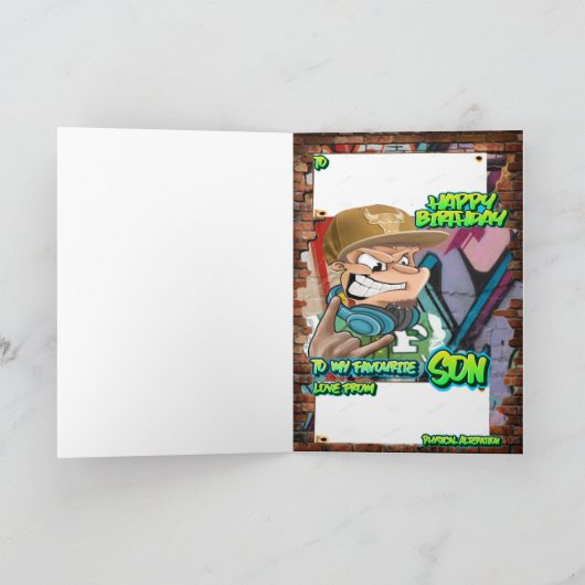 Zoon verjaardagskaart kaart (Binnen)