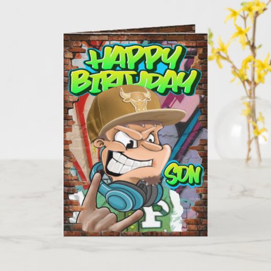 Zoon verjaardagskaart kaart (Gele Bloem)