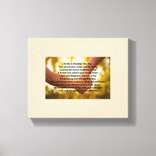 Zoon verlaten huis gedicht op doek canvas afdruk (Voorkant)