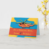 Zoon, vierde verjaardag met helikopter kaart (Gele Bloem)