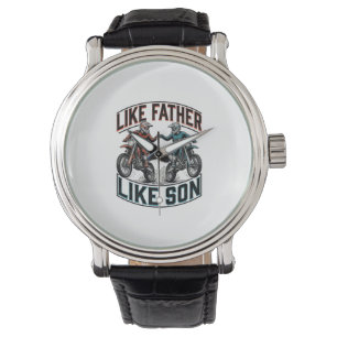Zoon Volgt Vader Motocross Vintage Vector T-shirt Horloge