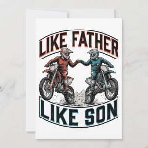 Zoon Volgt Vader Motocross Vintage Vector T-shirt Kaart