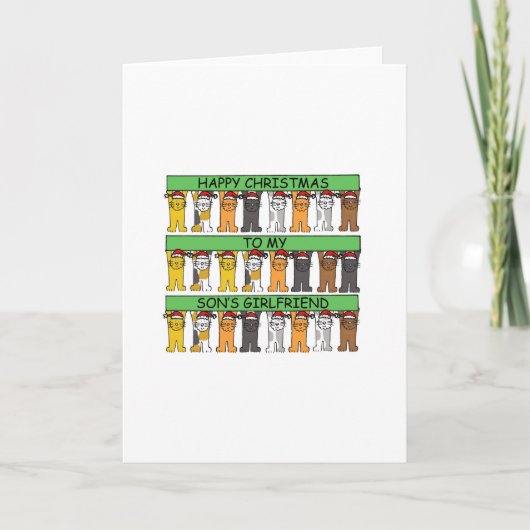 Zoon Vriendin Happy Kerstmis Cute Cats Feestdagen Kaart (Voorkant)
