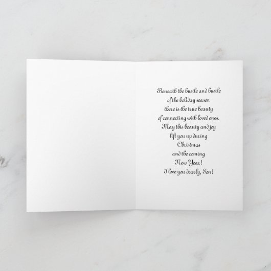 Zoon/Vrolijke Kerstmis - Kerstboom Feestdagen Kaart (Binnen)