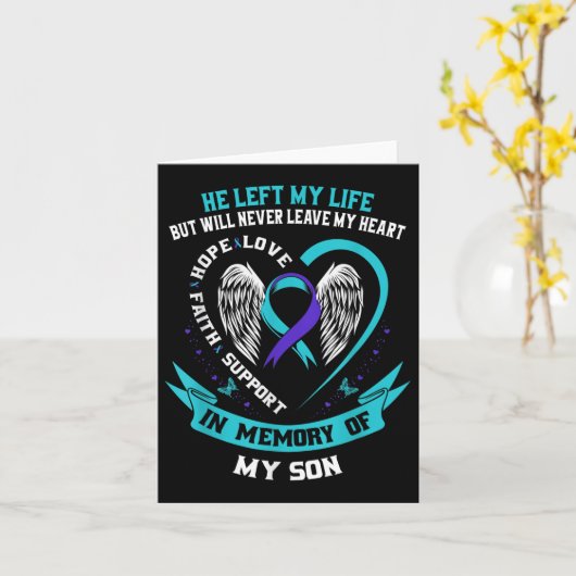 Zoon Zelfmoord Voorlichting Memorial Grafisch Kaart (Gele Bloem)