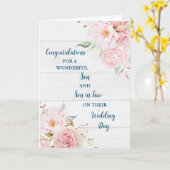 Zoon & Zoon in de wet trouwdag gefeliciteerd Kaart (Gele Bloem)