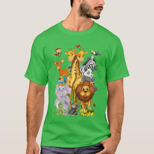 Zoorip Cute Zoo Animals retro T-shirt (Voorkant)