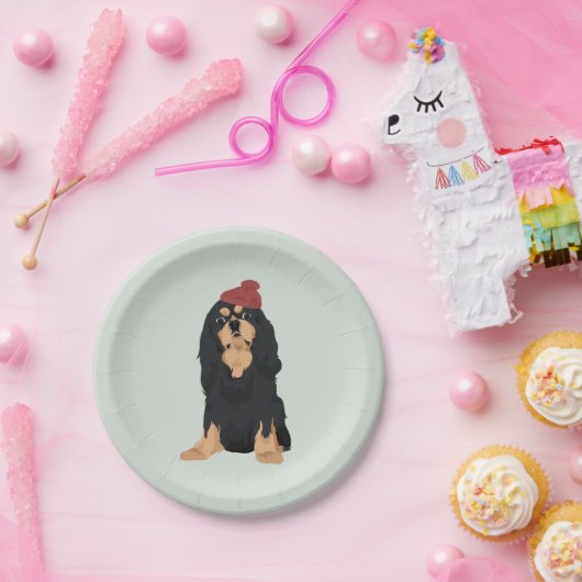 Zora The Black & Tan Cavalier King Charles Spaniel Papieren Bordje (Feest)