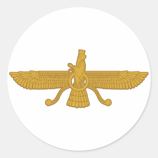 Zorastriaans symbool ronde sticker (Voorkant)