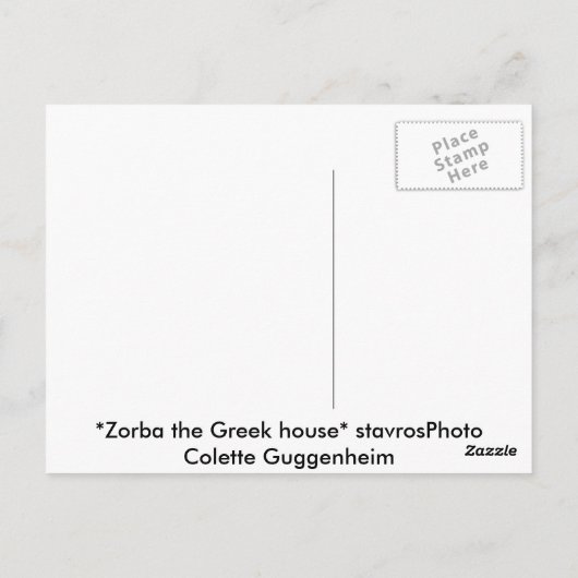 Zorba de Griekse hauseFoto Colette Guggenheim Briefkaart (Achterkant)