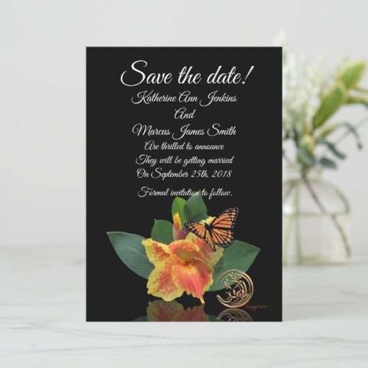 Zorg dat kaart canna lelie en vlinder (Staand voorkant)