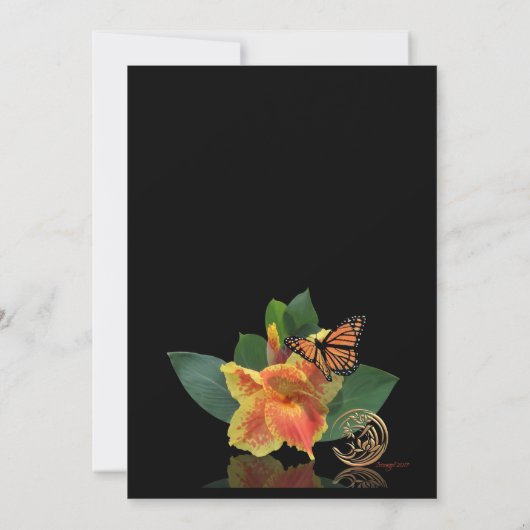 Zorg dat kaart canna lelie en vlinder (Achterkant)