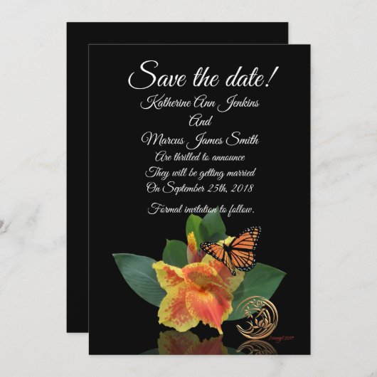 Zorg dat kaart canna lelie en vlinder (Voorkant / Achterkant)