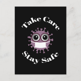 Zorg ervoor dat u veilig gemaskeerd Corona virus b Briefkaart