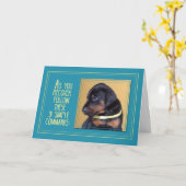 Zorg goed voor genezing, hond zitten kaart (Gele Bloem)