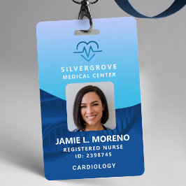 Zorg Medisch Hart Logo Blauw Foto Verpleegster ID Badge
