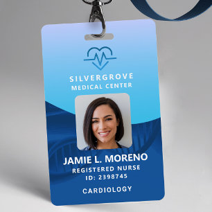 Zorg Medisch Hart Logo Blauw Foto Verpleegster ID Badge