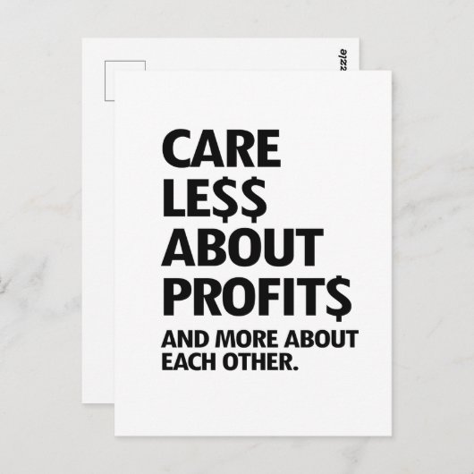 ZORG MINDER OVER WINSTEN BRIEFKAART (Voorkant / Achterkant)