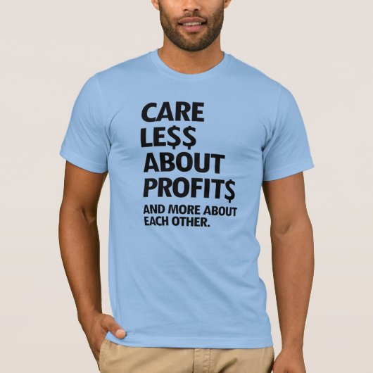 ZORG MINDER OVER WINSTEN T-SHIRT (Voorkant)