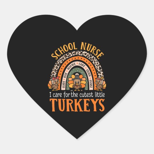 Zorg Thanksgiving voor School Verpleegkundige Scha Hart Sticker (Voorkant)