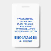 Zorg Verpleegster Foto ID Badge Card (Achterkant)