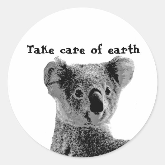 "Zorg voor aarde" 2 Koala Beer Stickers (Voorkant)