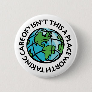 Zorg voor de aarde ronde button 5,7 cm