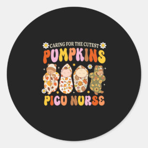 Zorg Voor De Schattigste Pompoen Picu Verpleegster Ronde Sticker